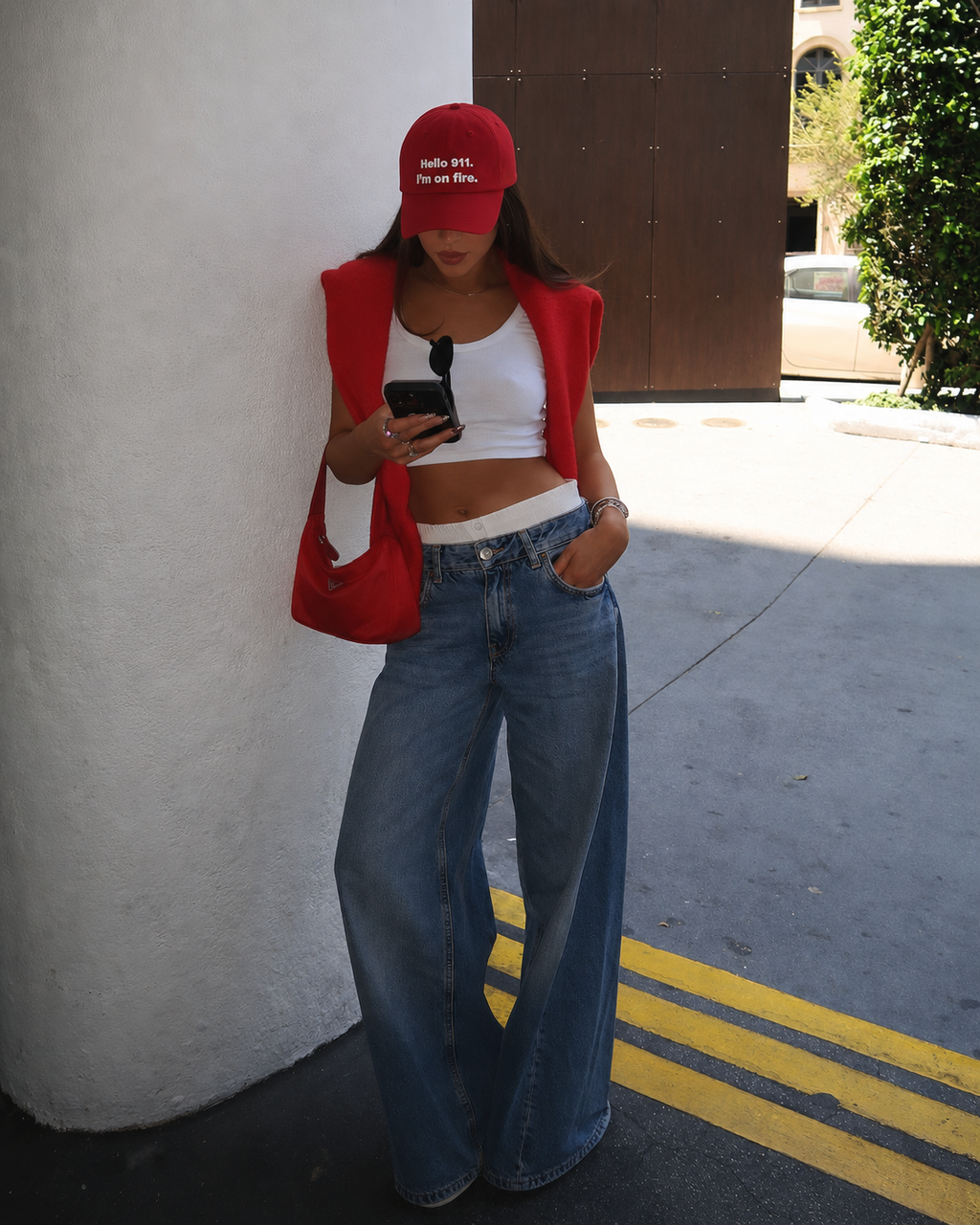 Hello 911 Red Dad hat