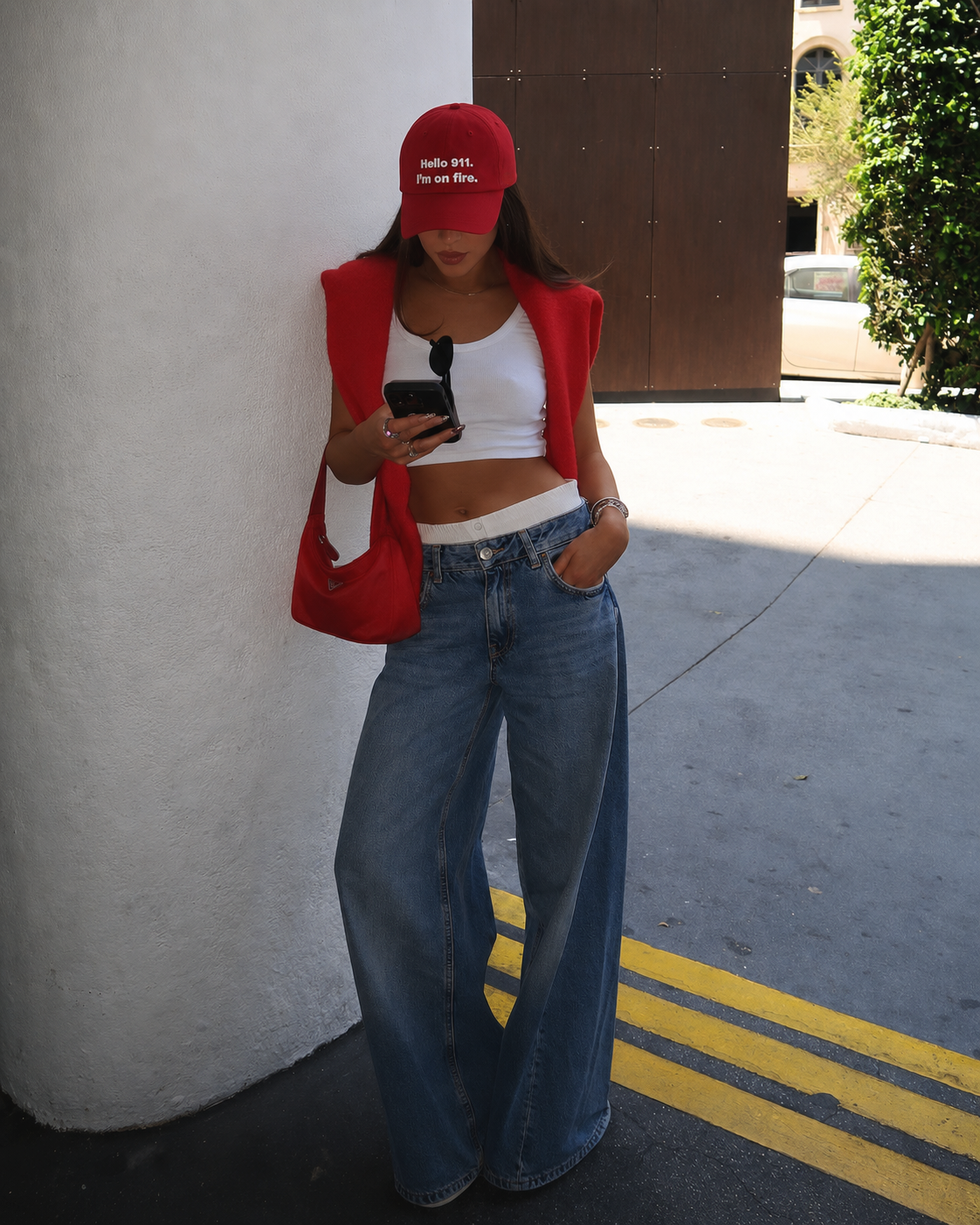 Hello 911 Red Dad hat