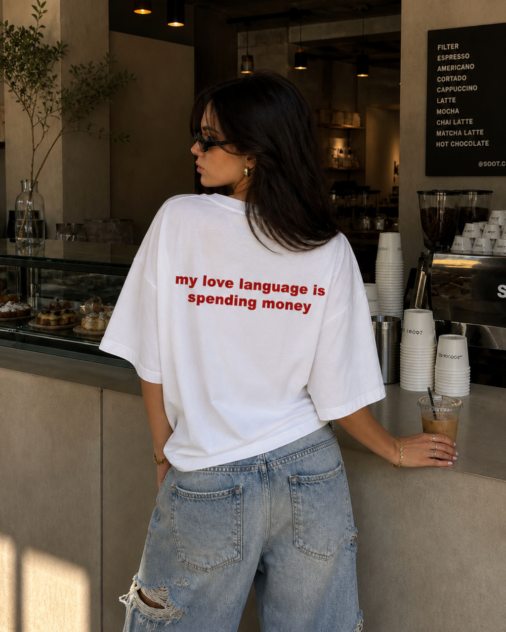 My Love Language Is Spending Money Unisex organic oversized high neck t-shirt